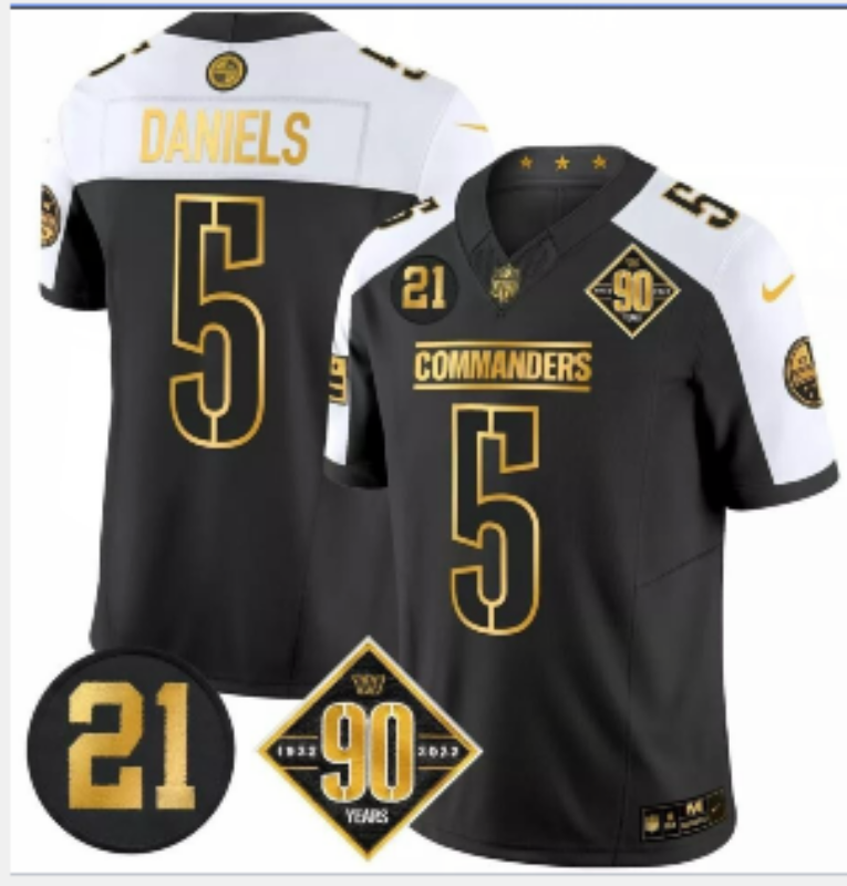 Men Washington Commanders #5 Daniels black  Nike NFL 2025 jersey 005